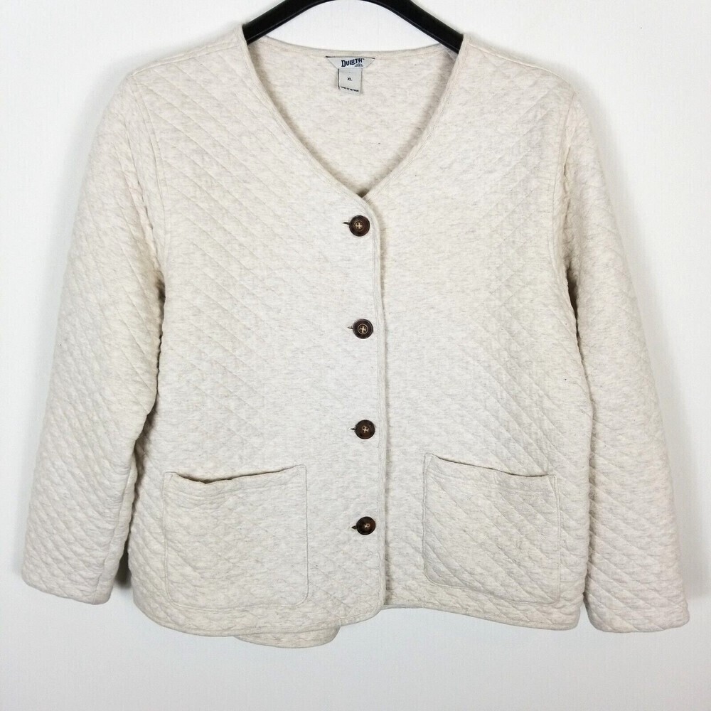 Duluth Traiding Woemen Quilted Jacket Button Frond Ivory XL